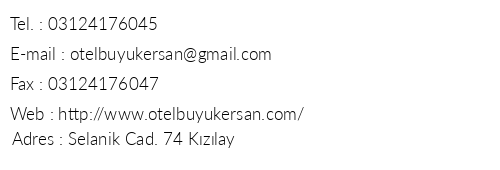 Otel Byk Ersan telefon numaralar, faks, e-mail, posta adresi ve iletiim bilgileri